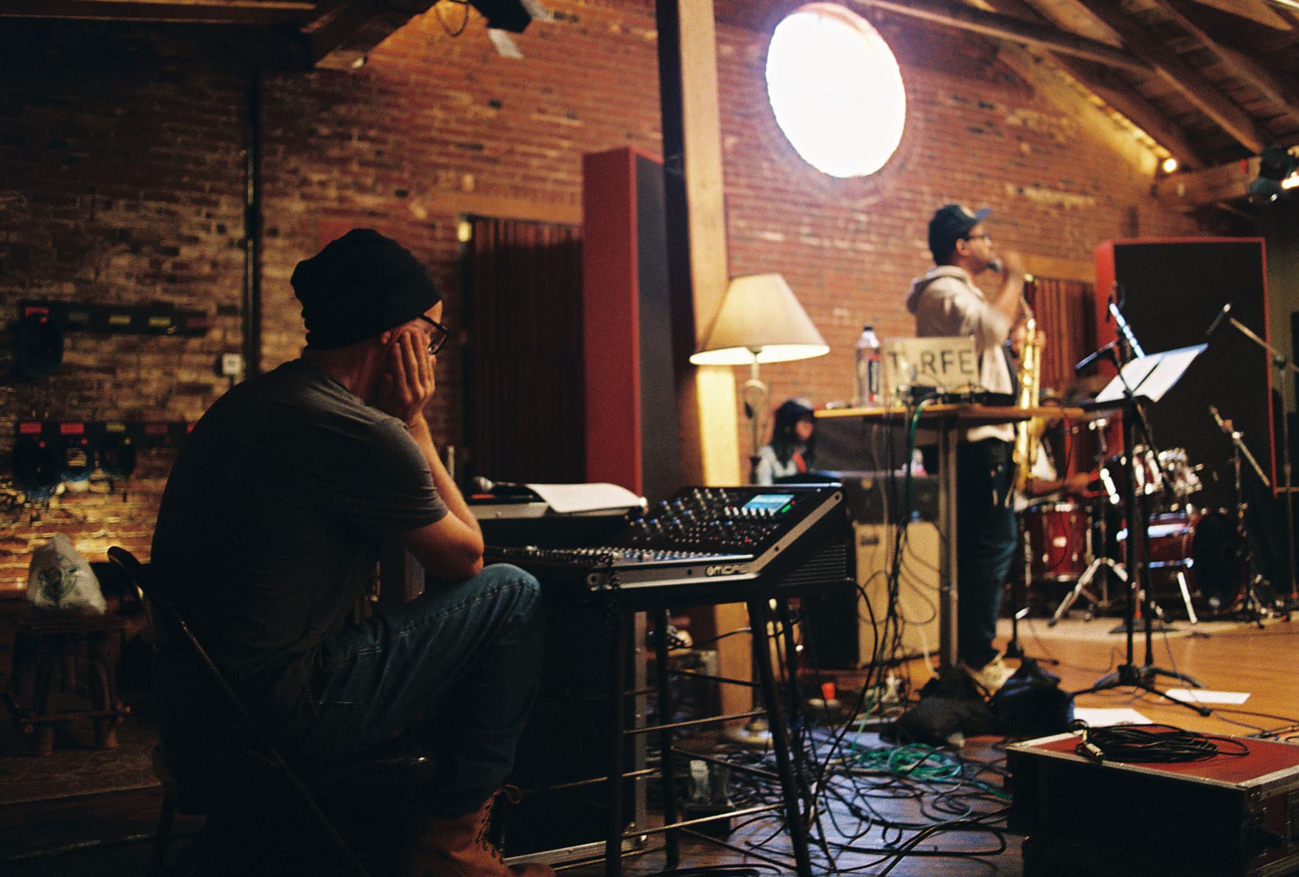 Live band rehearsal and recording session