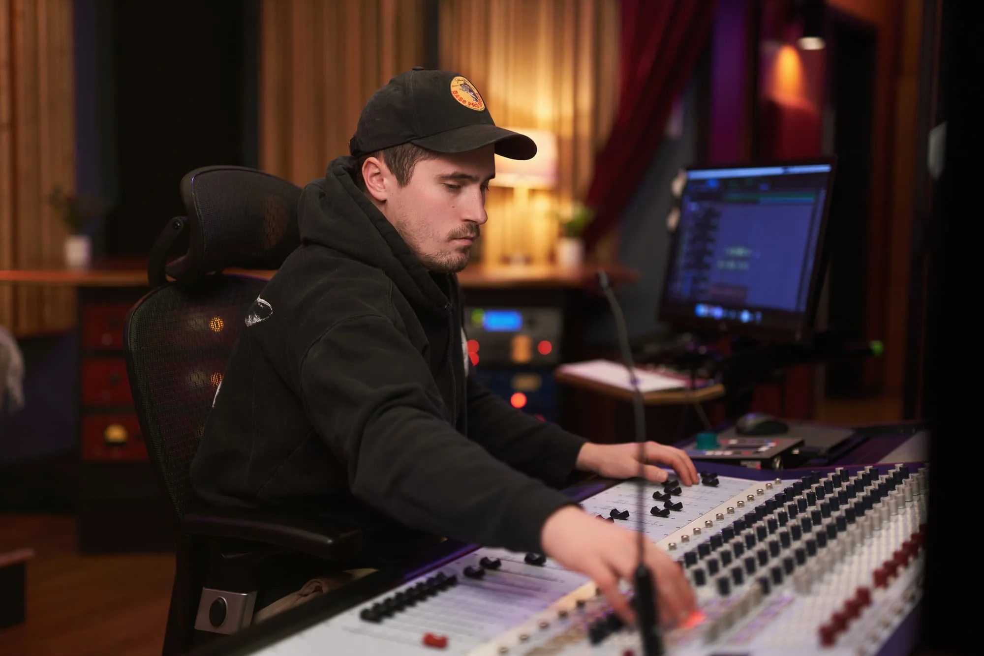 Audio engineer working in the studio